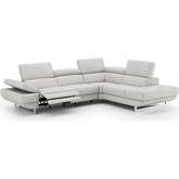 Annalaise Sectional Sofa with Right Facing Chaise in Silver Grey Leather
